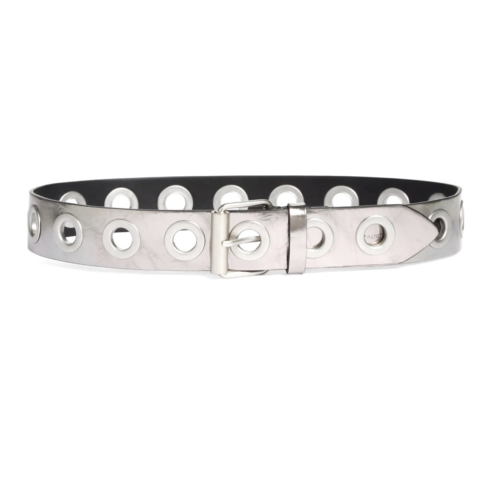 AllSaints Eyelet Leather belt in Silver, size S/M